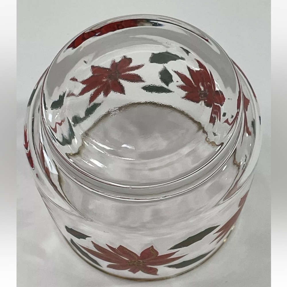 Vintage Drinking Christmas Glass Short Tumbler Poinsettia - Picture 4 of 4